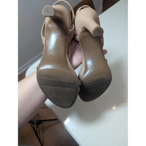 Naturalizer Brenta Sandals Women 10W Tan Strappy Slingback Heels - Picture 3 of 8